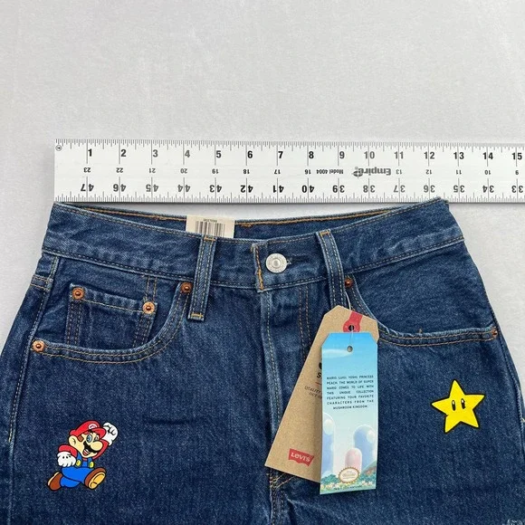 Levi's x Super Mario Women's 501 High Rise Shorts Size 24 - Picture 6 of 8